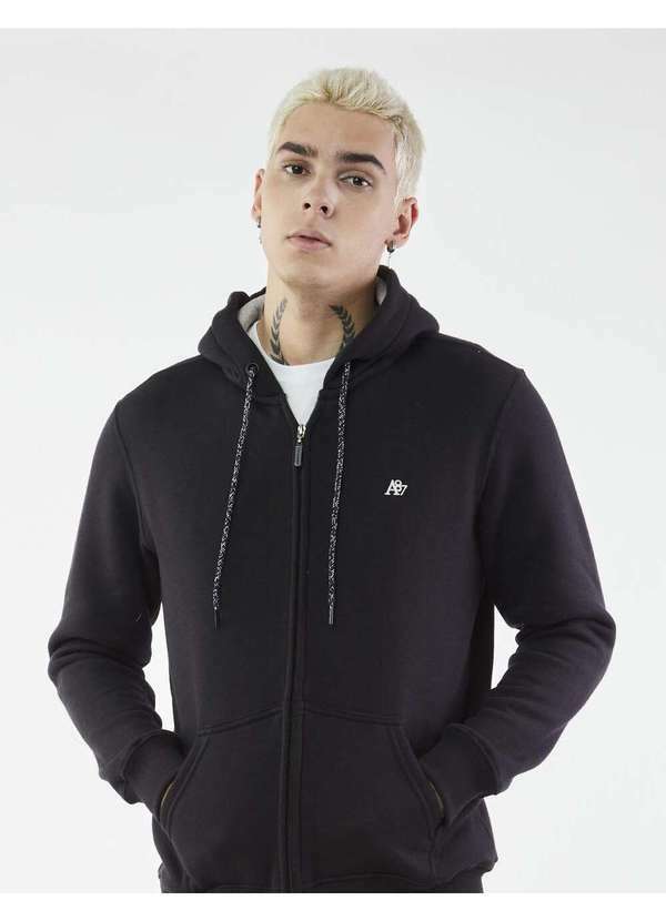 Aeropostale - Moletom Aberto Masculino Aeropostale - Preto