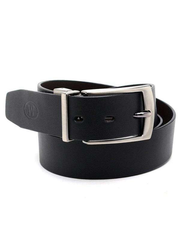 Manutt - Cinto Casual Social Manutt Fivela Dupla Face Preto e Café Preto