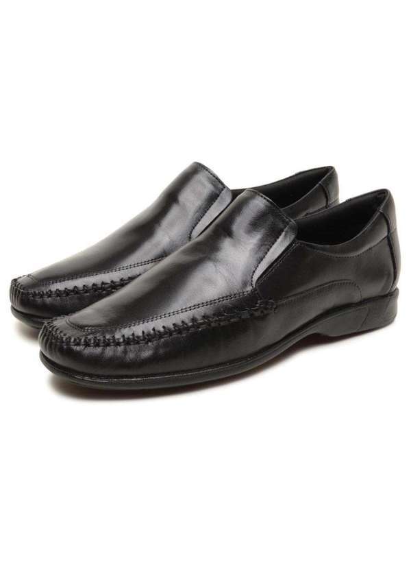 Manutt - Sapato Mocassim Sapatilha Manutt em Couro Preto