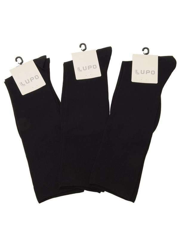 Berganno - Kit 3 Meias Cano Longo Clássica Social Lupo Preto Preto