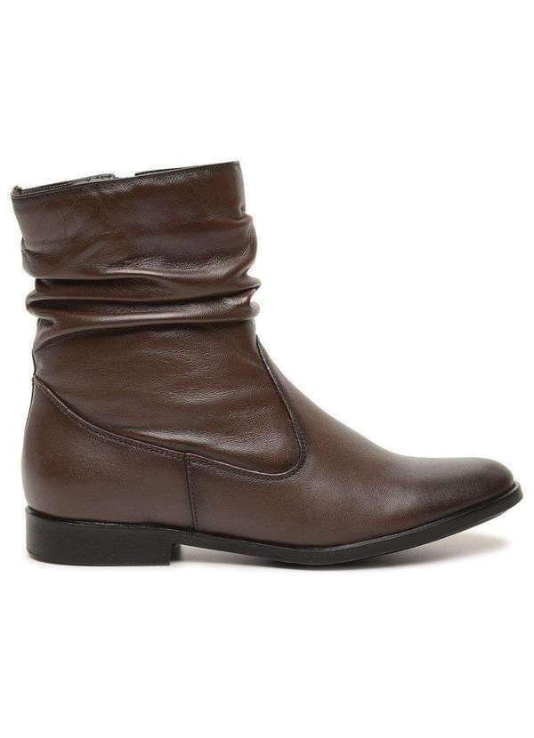 Berganno - Bota Confortável Feminina em Couro Café Milly Marrom