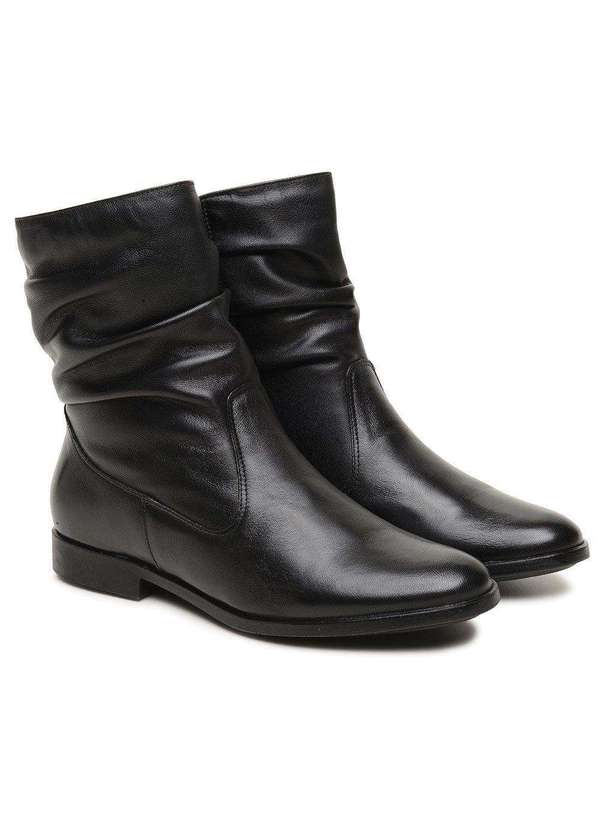 Berganno - Bota Social Feminina em Couro Preto Milly Preto 2