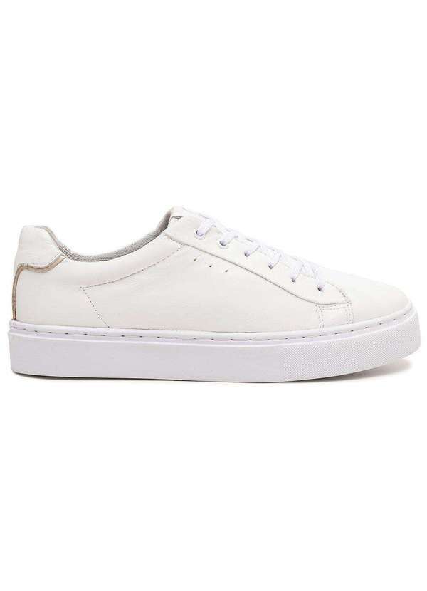 Berganno - Tênis Casual Feminino em Couro Branco Maitê Branco