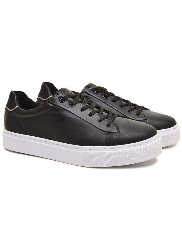 Berganno - Tênis Casual Feminino em Couro Preto Maitê Preto 2