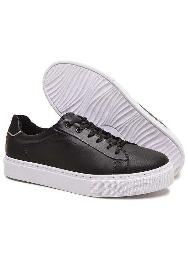 Berganno - Tênis Casual Feminino em Couro Preto Maitê Preto 5