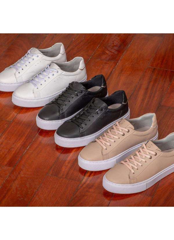 Berganno - Tênis Casual Feminino em Couro Preto Maitê Preto 7