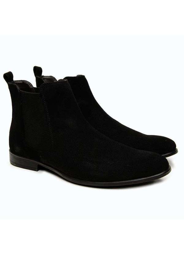 Berganno - Bota Masculina de Camurça Chelsea Preto Preto 2