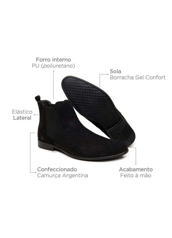 Berganno - Bota Masculina de Camurça Chelsea Preto Preto 4