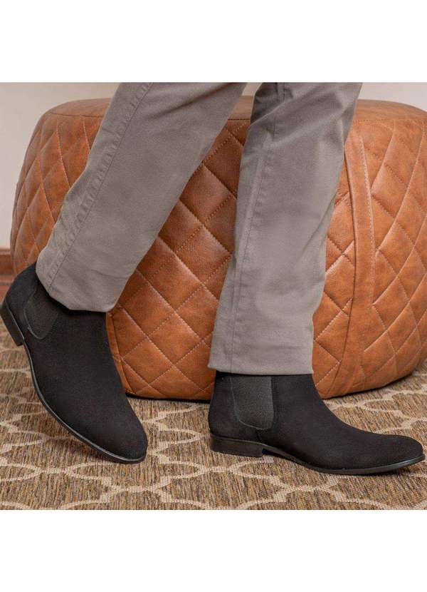 Berganno - Bota Masculina de Camurça Chelsea Preto Preto 6