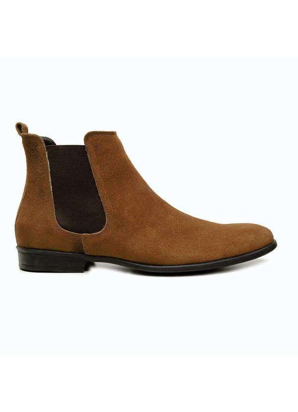 Berganno - Bota Masculina de Camurça Chelsea Trufa Marrom
