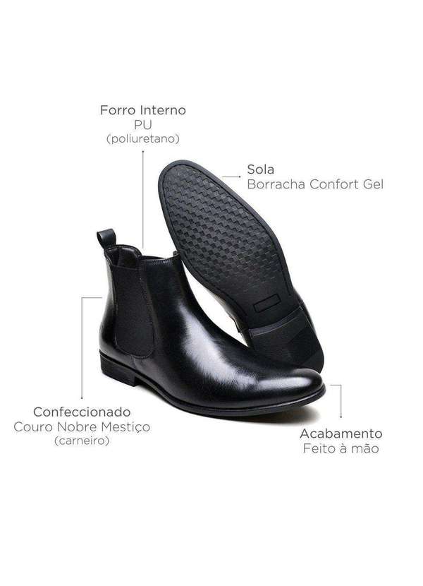 Berganno - Bota Masculina de Couro Chelsea Preto Preto 4