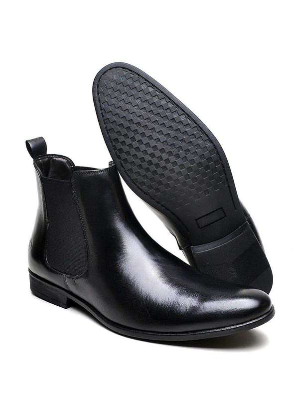 Berganno - Bota Masculina de Couro Chelsea Preto Preto 5