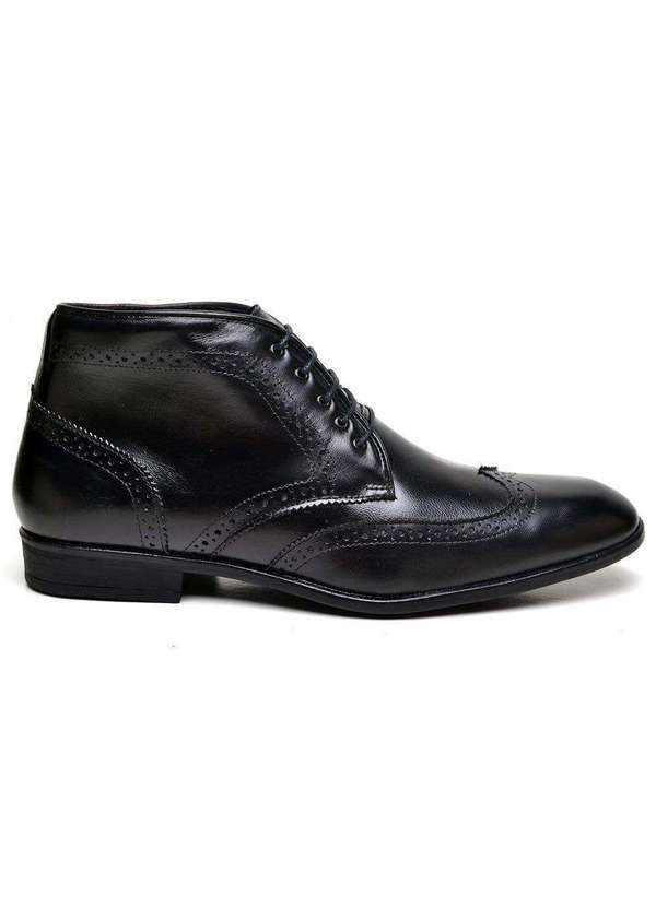 Berganno - Bota Masculina de Couro Preto Luck Preto