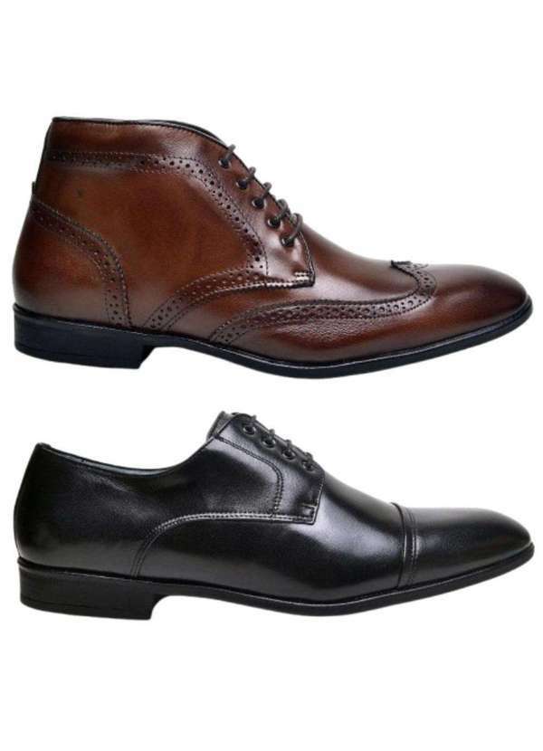 Berganno - Kit Premium de Sapatos Oxford: Durabilidade e Estilo Pinhão+Preto 1