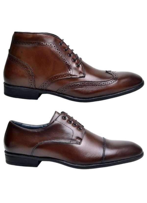 Berganno - Kit Premium de Sapatos Oxford: Durabilidade e Estilo Pinhão+Pinhão