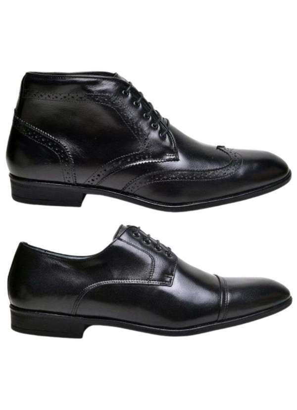 Berganno - Kit Premium de Sapatos Oxford: Durabilidade e Estilo Preto+Preto