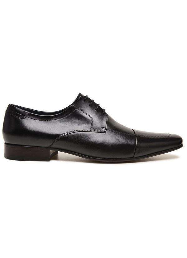 Berganno - Sapato Social Masculino em Couro Preto Monti Preto