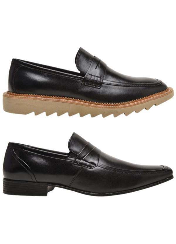 Berganno - Kit Mocassim & Sapato Social: Elegância e Conforto Diários Preto+Preto