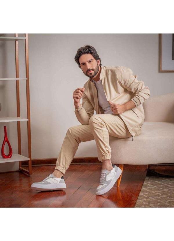 Berganno - Kit Tênis Masculino Social e Casual Esporte e Lazer Trabalho Branco+Pinhão 3