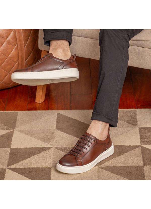 Berganno - Kit Tênis Masculino Social e Casual Esporte e Lazer Trabalho Branco+Pinhão 6