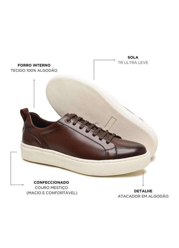 Berganno - Kit Tênis Masculino Social e Casual Esporte e Lazer Trabalho Branco+Pinhão 8