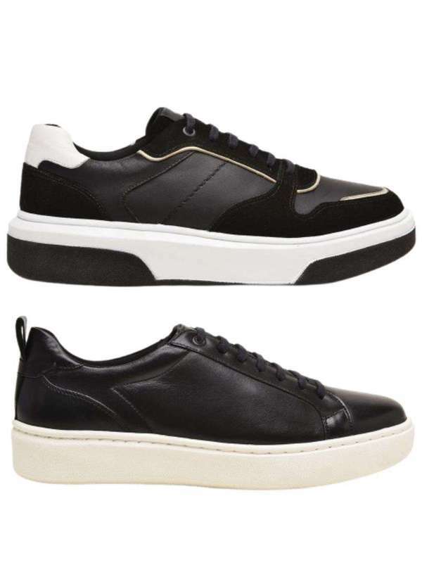 Berganno - Kit Tênis Masculino Social e Casual Esporte e Lazer Trabalho Preto+Preto 1