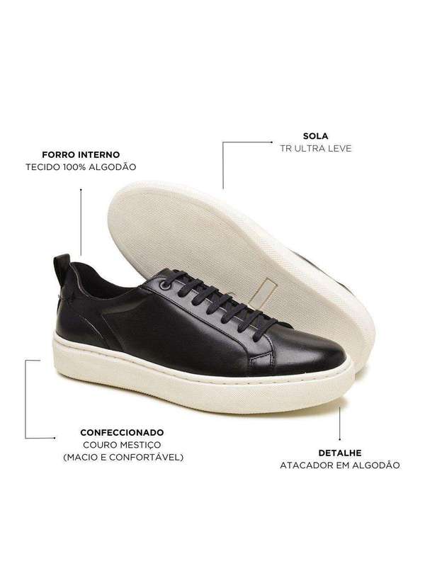 Berganno - Tênis Casual Masculino em Couro Preto Yaris Preto 4