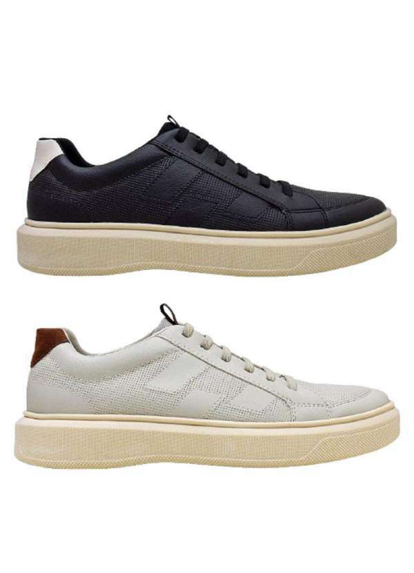 Bkarellus - Kit 2 Sapatênis Masculino Casual Bkarellus Confortável Preto+Branco