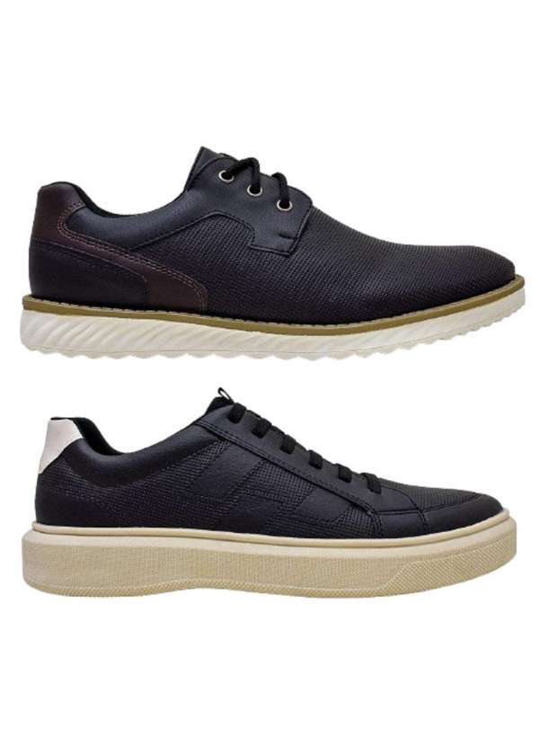 Bkarellus - Kit Sapato Oxford Masculino e Sapatênis Casual Confortável Preto+Preto