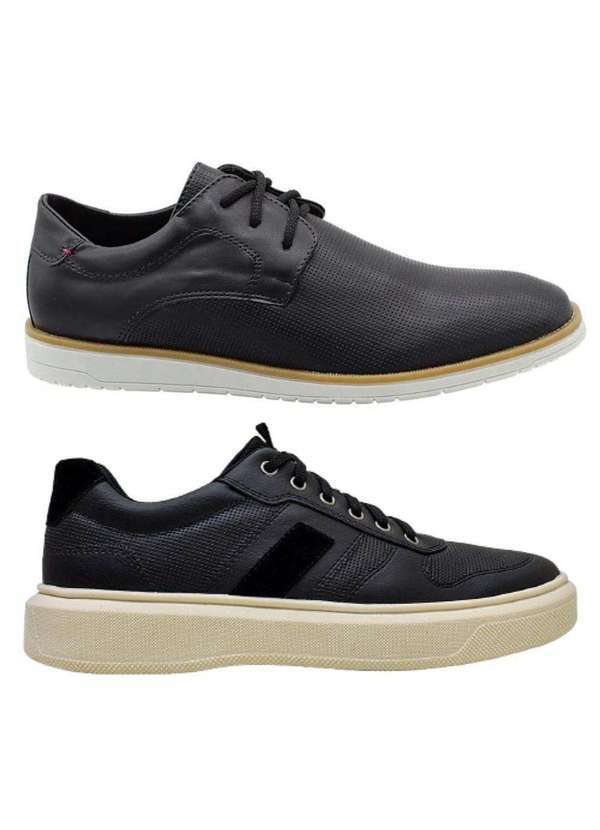 Bkarellus - Kit Sapato Oxford Masculino e Sapatênis Casual Elegante Preto+Preto
