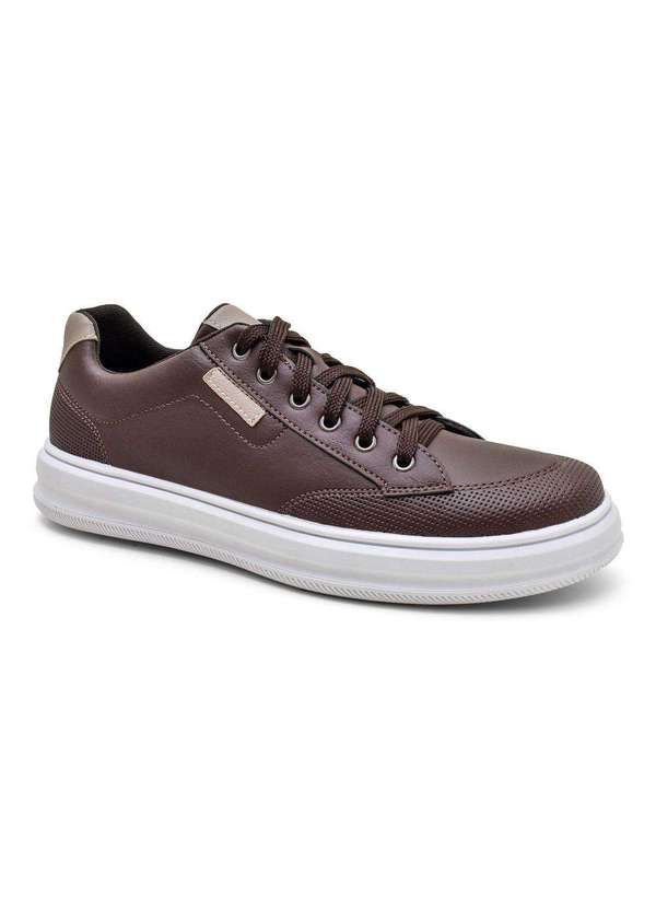 Bkarellus - Tenis Casual Masculino Social Branco Confortável Café