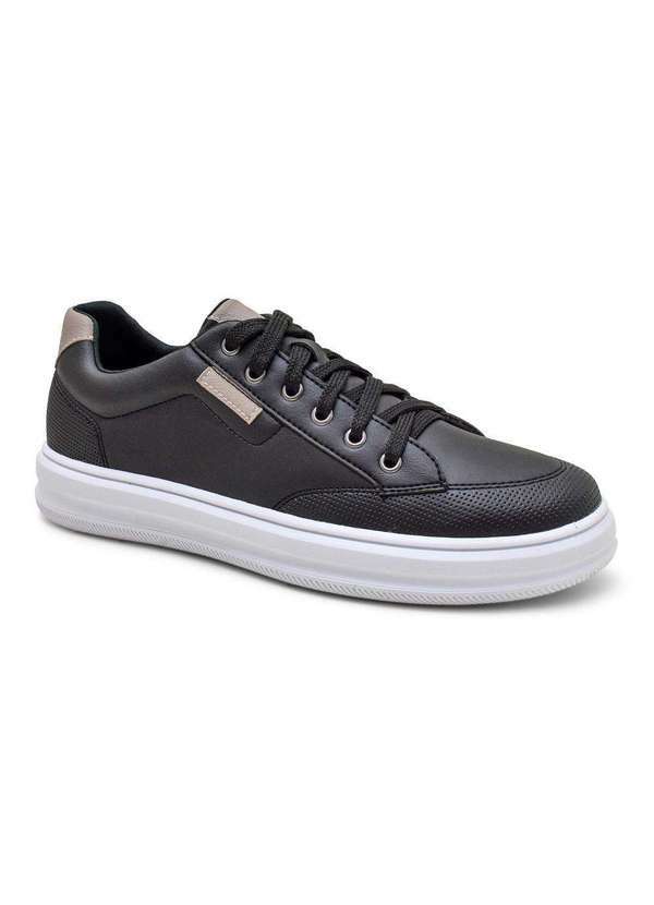 Bkarellus - Tenis Casual Masculino Social Branco Confortável Preto
