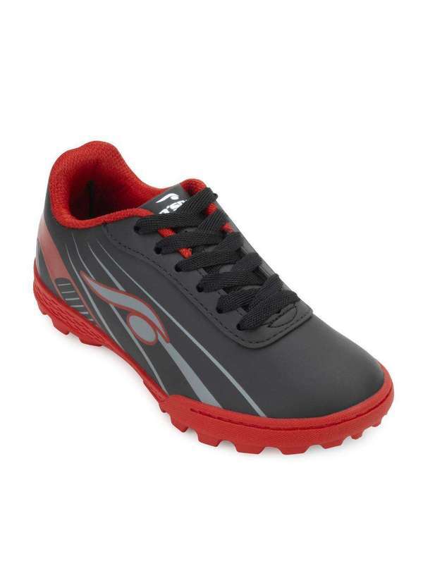 Chuteira Society Infantil Dsix Dx24-6201 Preto/Vermelho - Tenishoes