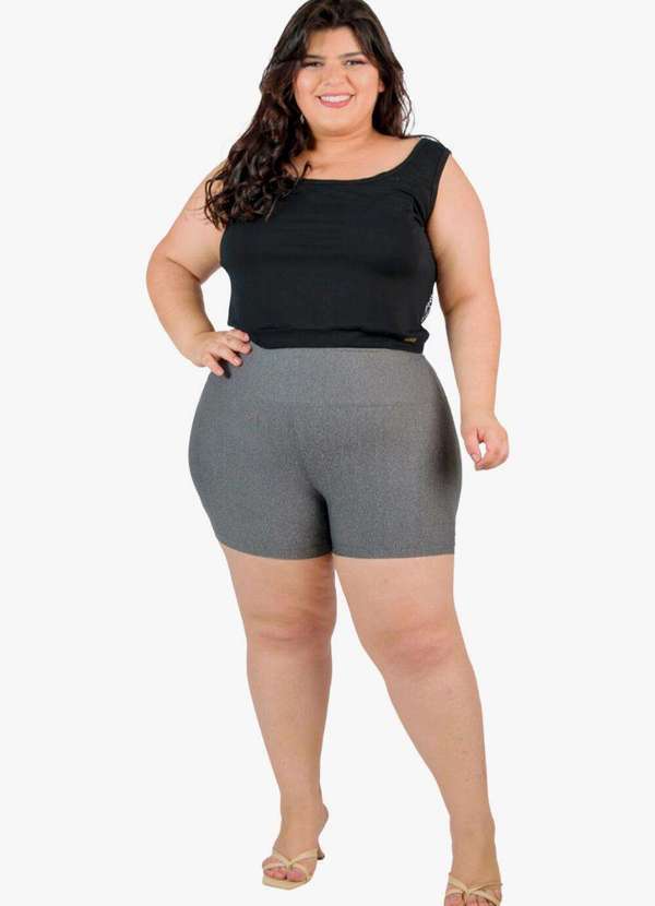 Looks Catwalk - Cinta Shorts Modelador Plus Size Preto Modela Cintura e Levanta - Mescla
