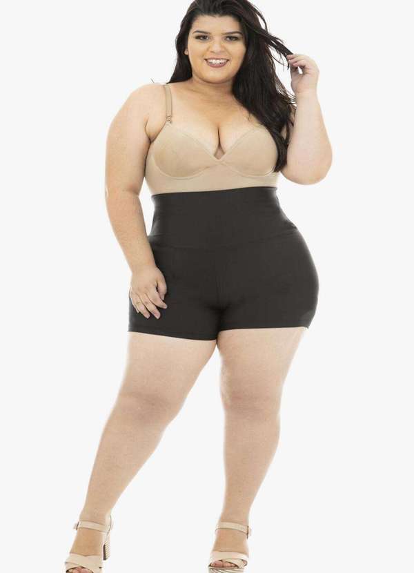 Looks Catwalk - Cinta Shorts Modelador Plus Size Preto Modela Cintura e Levanta - Preta