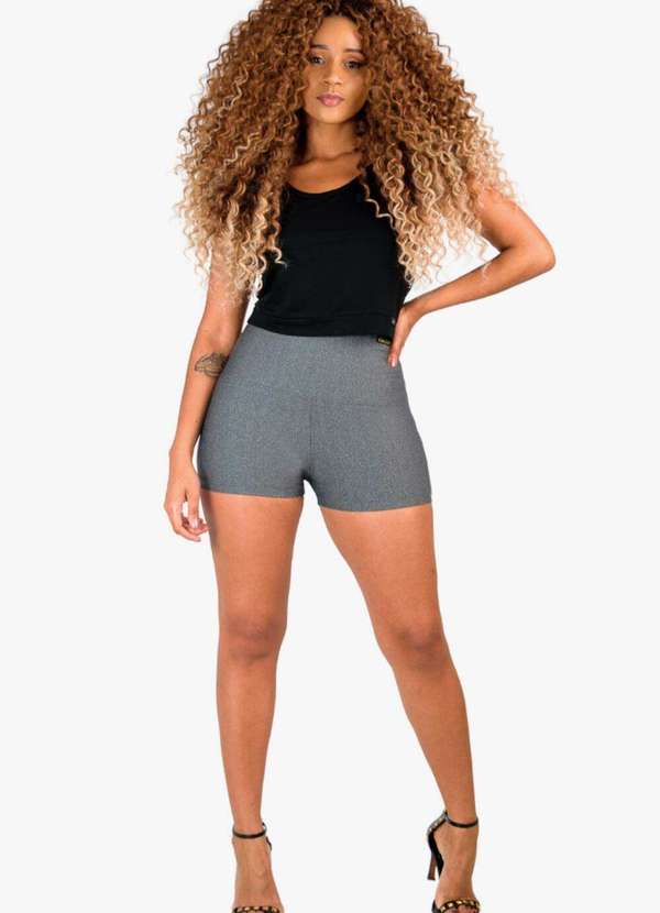 Looks Catwalk - Cinta Shorts Modelador Preto Modela Cintura e Levanta o Bumbum - Mescla