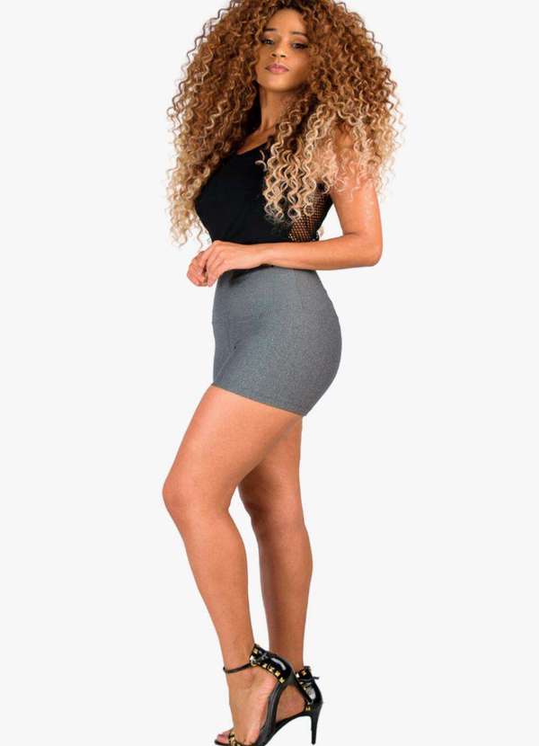 Looks Catwalk - Cinta Shorts Modelador Preto Modela Cintura e Levanta o Bumbum - Mescla 2