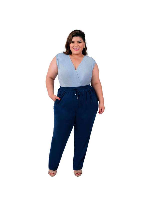 Looks Catwalk - Calça Estilo Pantalona Feminina Viscolycra do P Ao Plus Size - Marinho 2