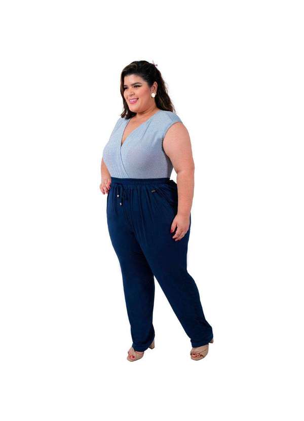 Looks Catwalk - Calça Estilo Pantalona Feminina Viscolycra do P Ao Plus Size - Marinho 3