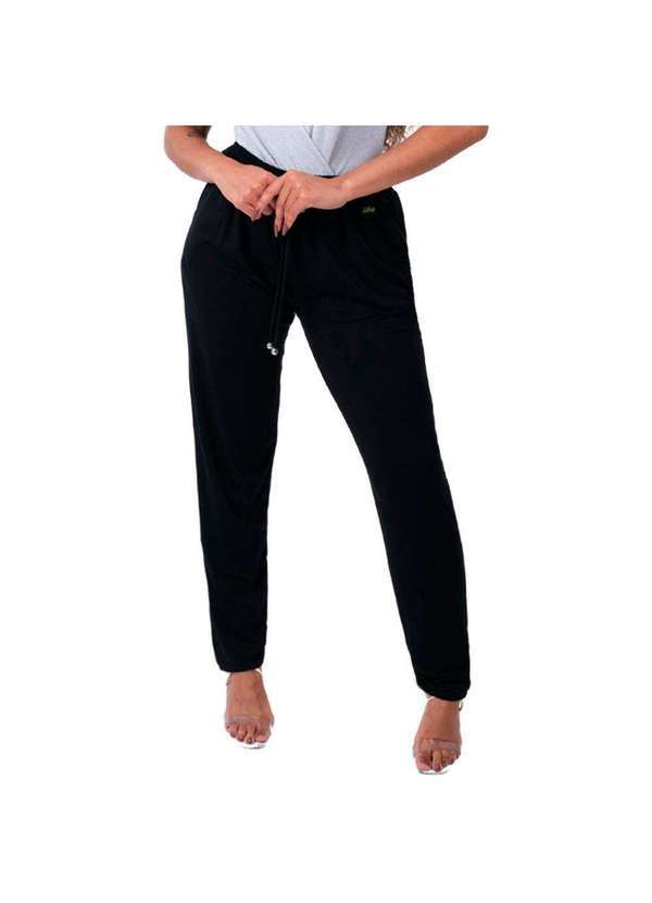 Looks Catwalk - Calça Estilo Pantalona Feminina Viscolycra do P Ao Plus Size - Preto
