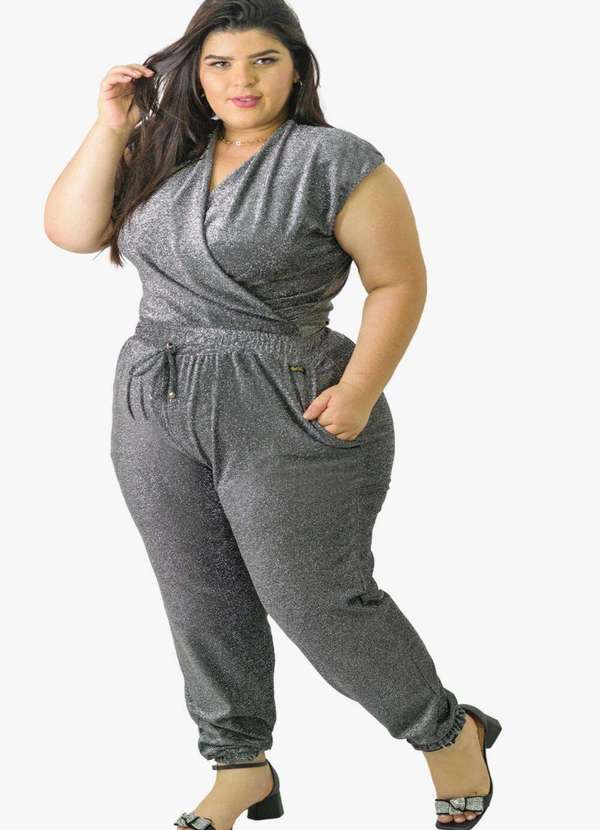 Plus Size CalÇa Jogger Cinza Feminina Calça Feminina Cetim Cargo