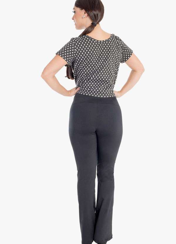 Looks Catwalk - Calça Flare Modeladora Feminina Cintura Alta Bailarina Preta - Preto