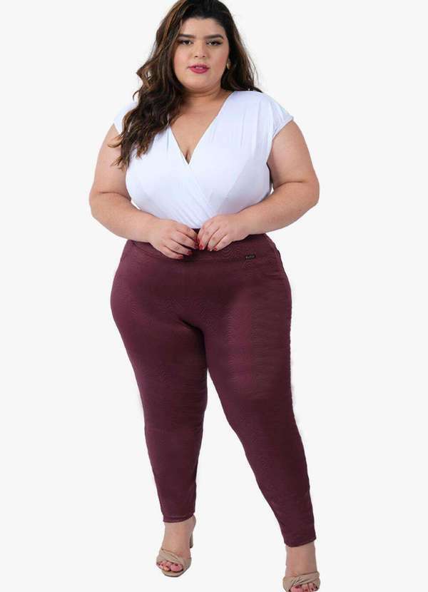 Looks Catwalk - Calça Legging Skinny Feminina Bolso Não Fica Transparente Plus - Açaí