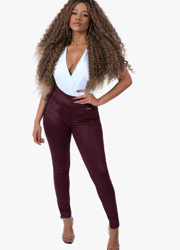 Looks Catwalk - Calça Legging Skinny Feminina Bolso Não Fica Transparente - Açaí