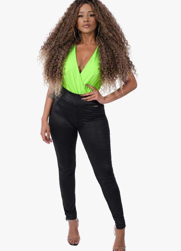 Looks Catwalk - Calça Legging Skinny Feminina Bolso Não Fica Transparente - Preto