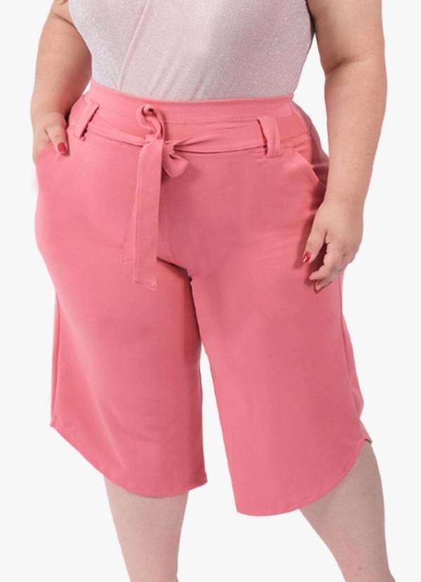 Looks Catwalk - Calça Pantacourt Cinto Laço Bolso Moda Feminina Plus Size - Rose 2