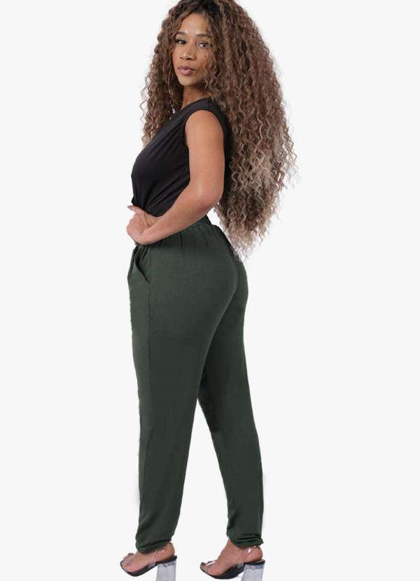 Looks Catwalk - Calça Pantalona Feminina com Bolso Viscolycra - Verde 3