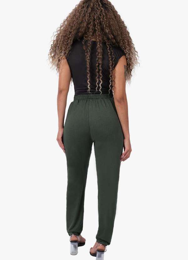 Looks Catwalk - Calça Pantalona Feminina com Bolso Viscolycra - Verde 4