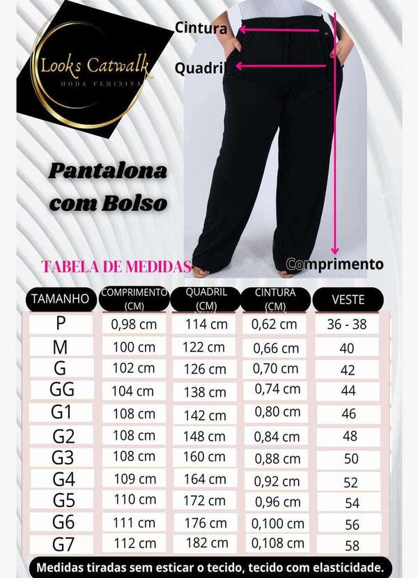 Looks Catwalk - Calça Pantalona Recorte com Bolso Moda Feminina Viscolycra Plus - Verde 5