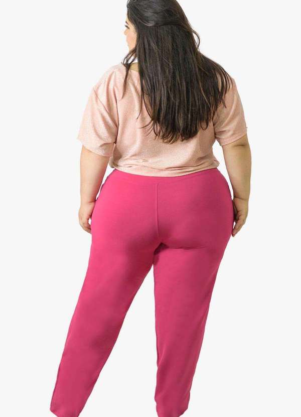 Looks Catwalk - Calça Reta Feminina Estilo Social Cintura Média Plus Size - Pink 3